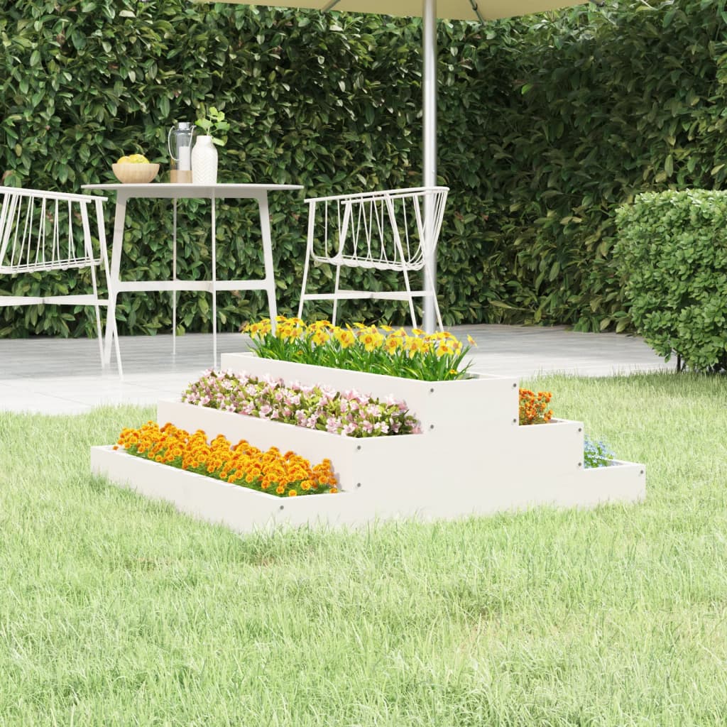 Planter White 80x80x27 cm Solid Wood Pine - Sid & Sam