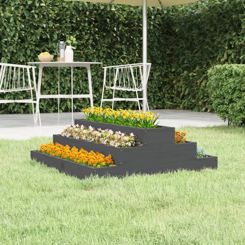 Planter Grey 80x80x27 cm Solid Wood Pine - Millennium Furniture