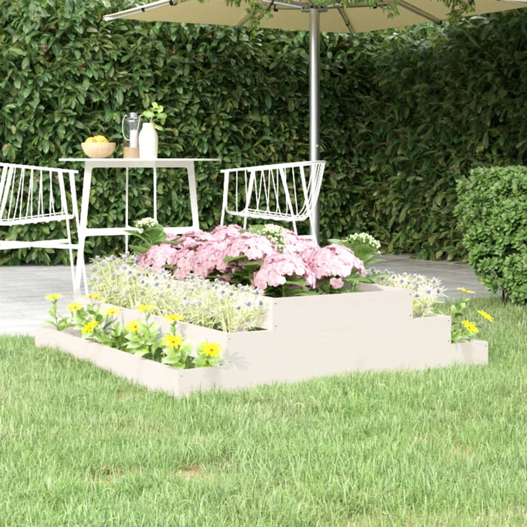 Planter White 110x110x27 cm Solid Wood Pine - Unbeatable Bargains