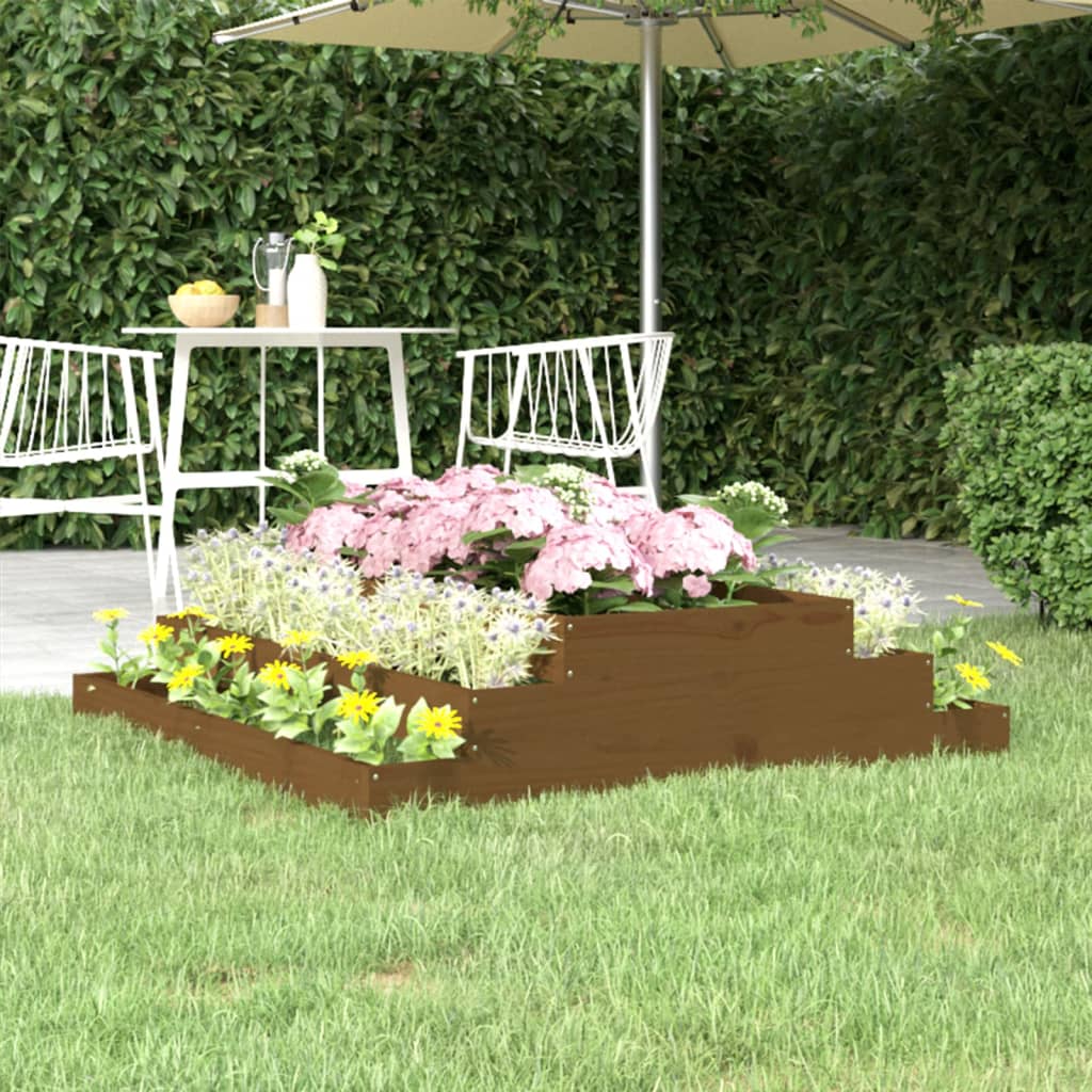Planter Honey Brown 110x110x27 cm Solid Wood Pine - Unbeatable Bargains