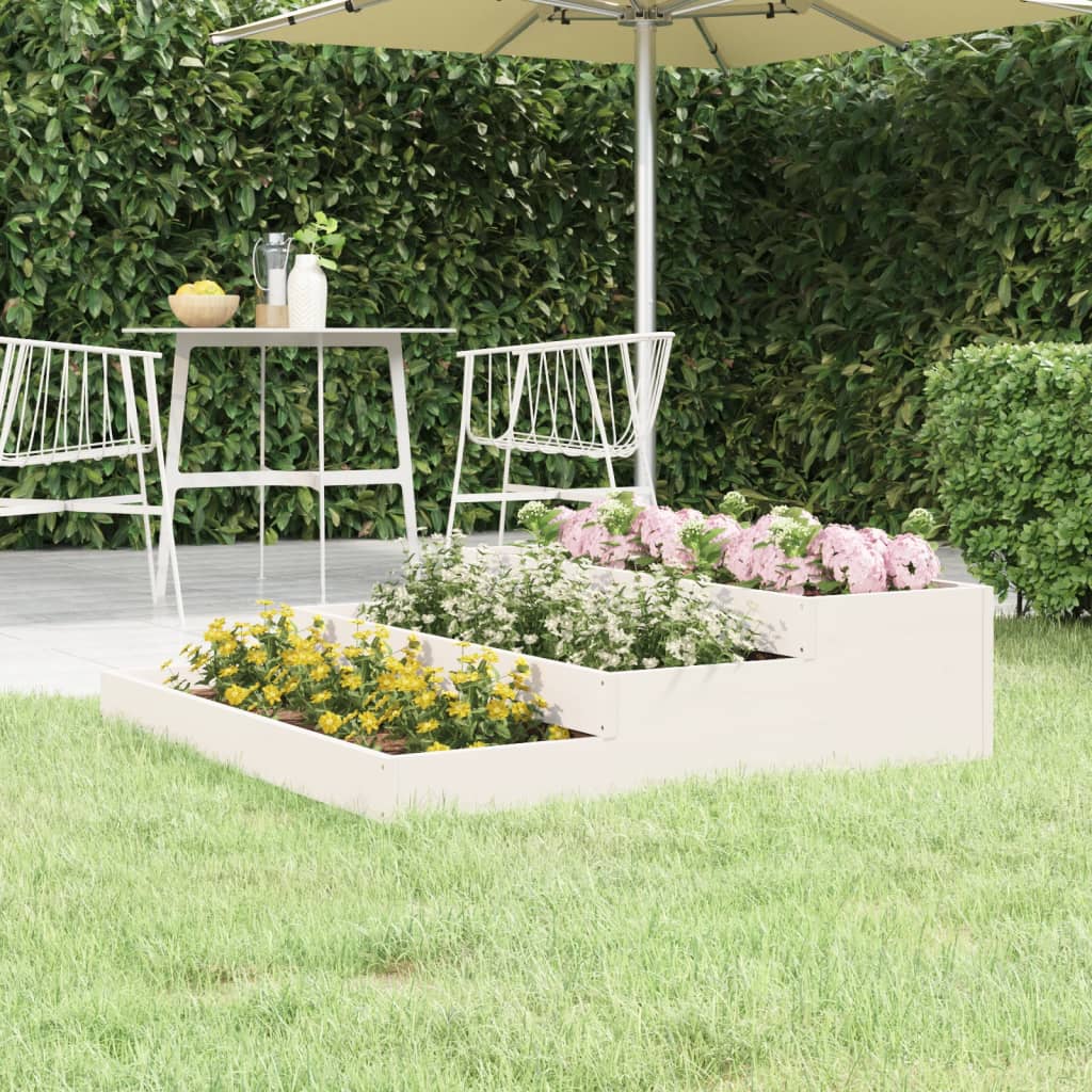 Planter White 107x107x27 cm Solid Wood Pine - Unbeatable Bargains