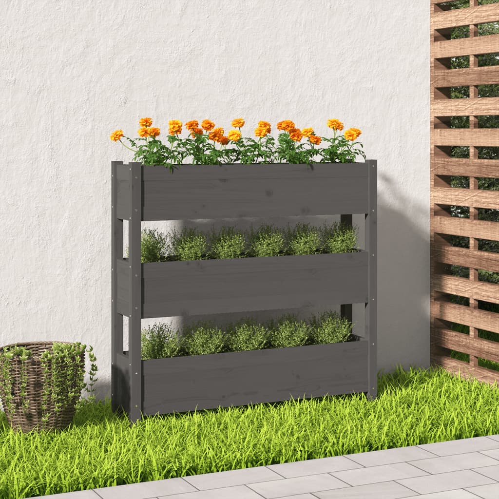 Planter Grey 112x25x104.5 cm Solid Wood Pine - The Home Maker