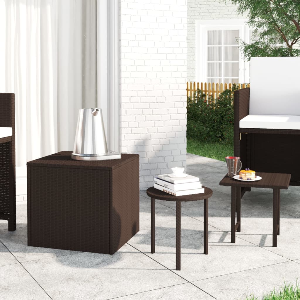 Side Tables 3 pcs Brown Poly Rattan - Tyrell & Tyrell