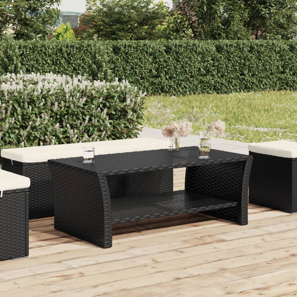 Coffee Table Black 100x50x40 cm Poly Rattan - Merlin Deals