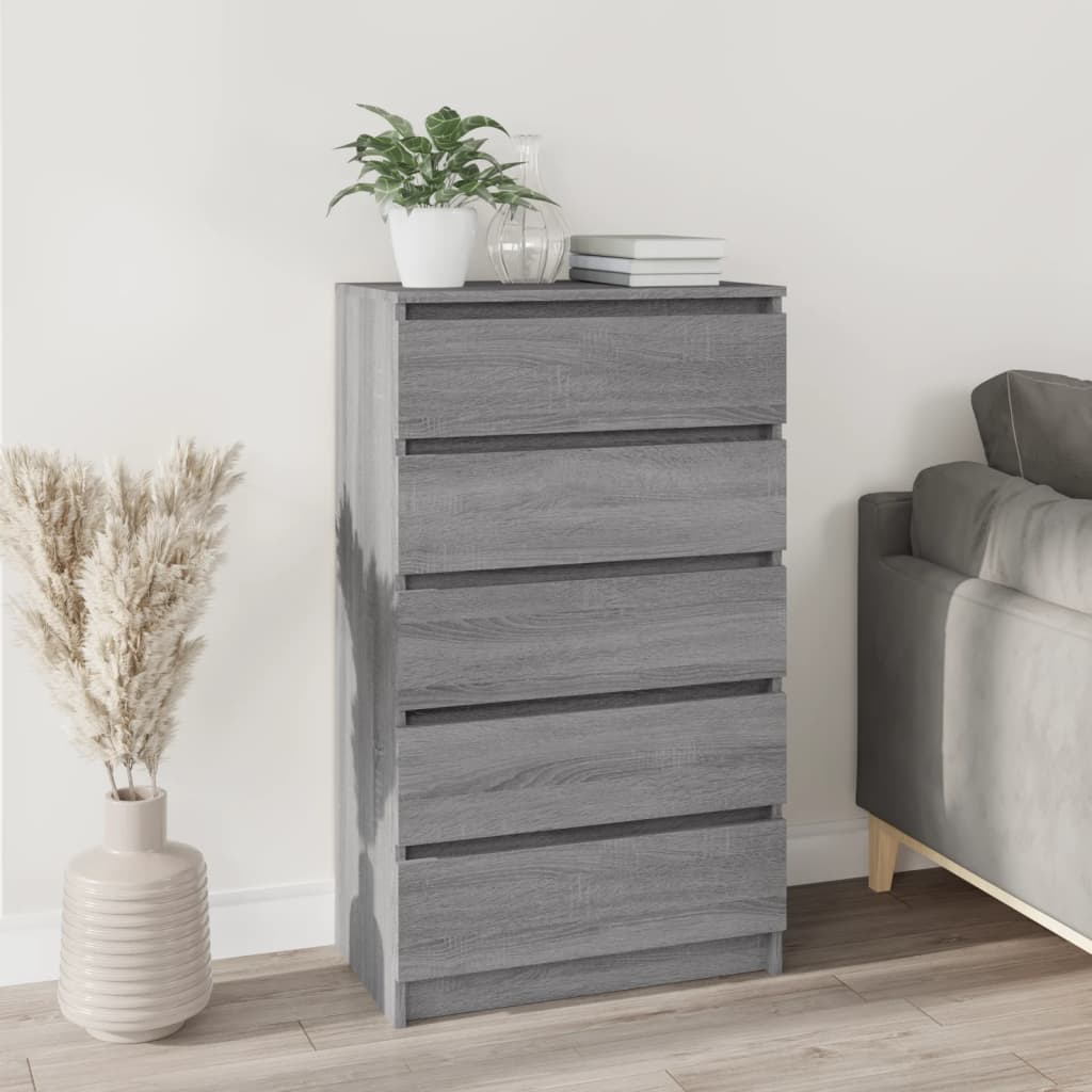 LUXEMBOURG Grey Chest of Drawers - Medium-sized, 5 Drawers - Design Hut