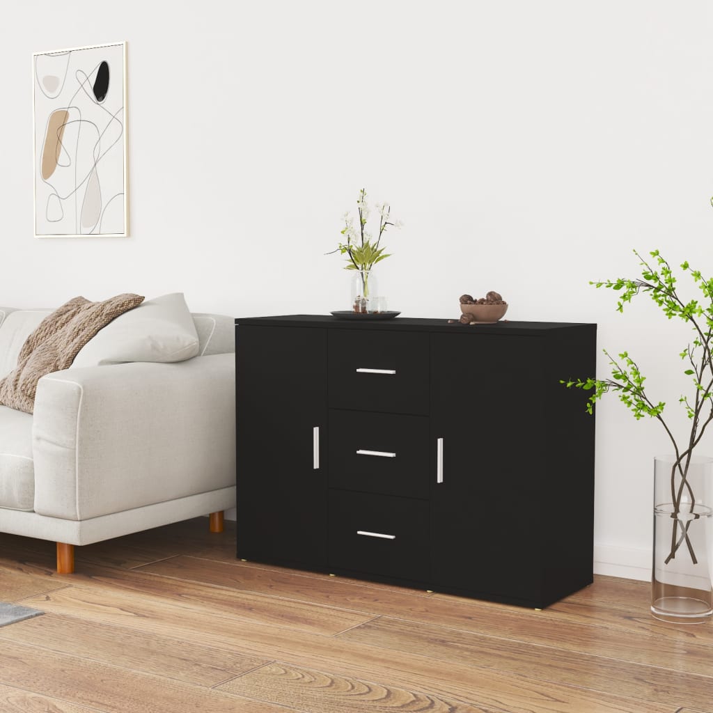 Sideboard Black 91x29.5x65 cm Engineered Wood - Merlin Deals