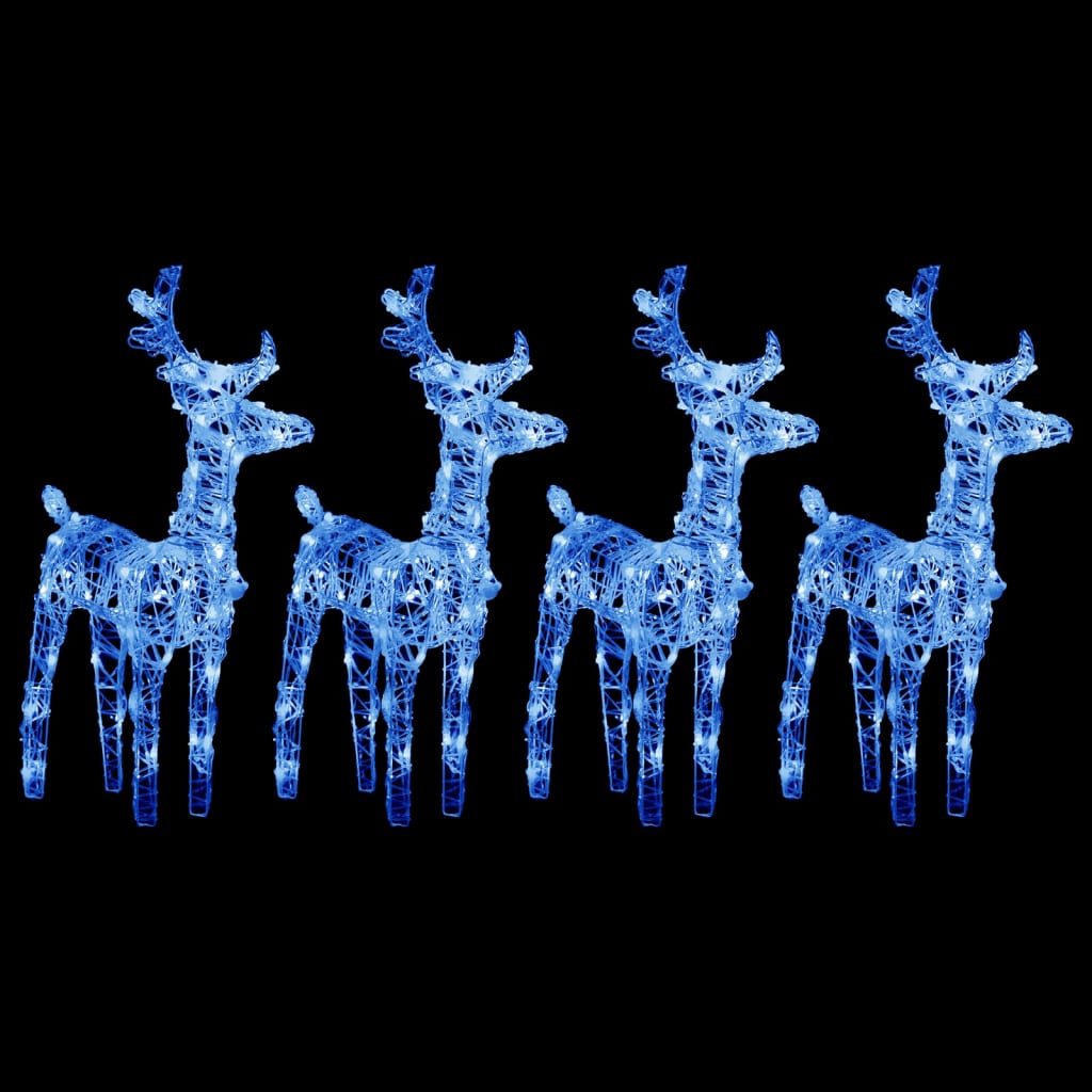 NOELLA Christmas Reindeers 4 pcs Blue 160 LEDs Acrylic - R and M Furniture