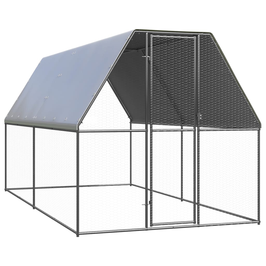 Outdoor Chicken Cage 2x4x2 m Galvanised Steel - Decor Base