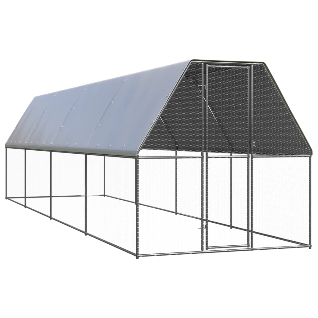Outdoor Chicken Cage 2x8x2 m Galvanised Steel - Merlin Deals