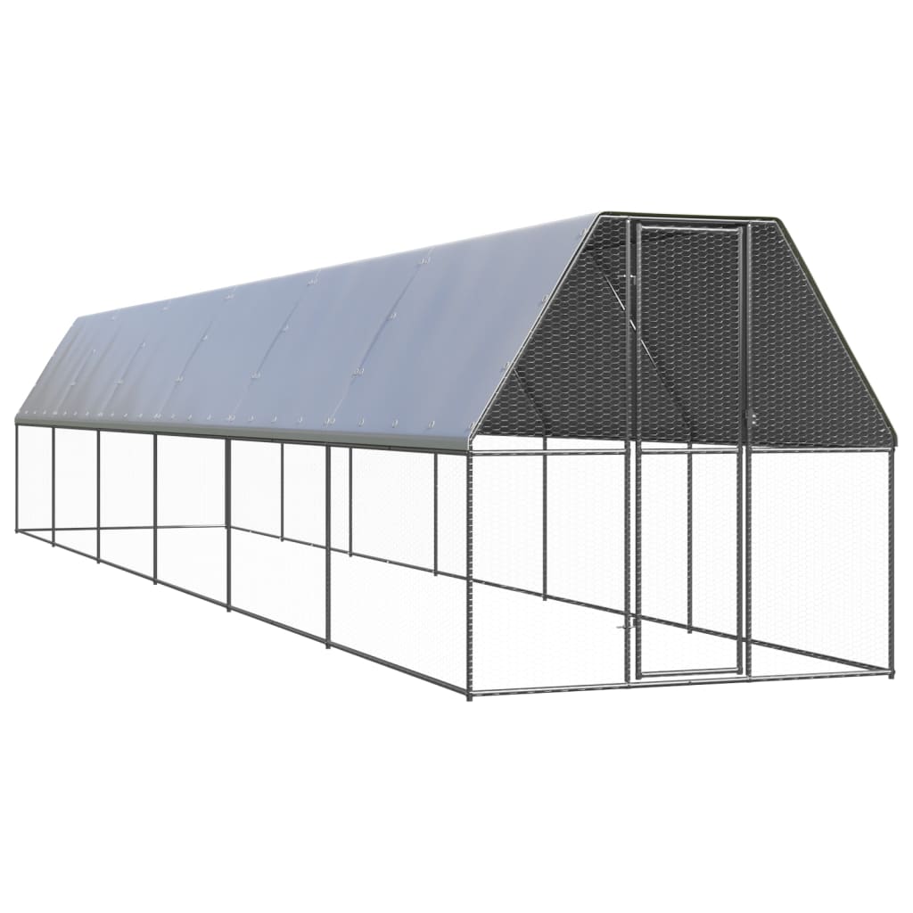 Outdoor Chicken Cage 2x12x2 m Galvanised Steel - Style and Chic