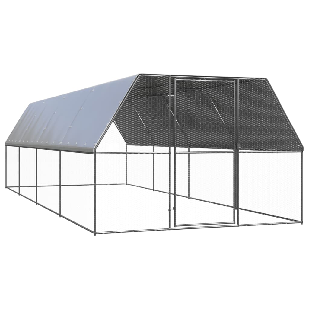 Outdoor Chicken Cage 3x8x2 m Galvanised Steel - Merlin Deals
