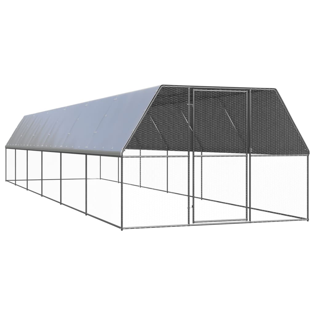 Outdoor Chicken Cage 3x12x2 m Galvanised Steel - Style and Chic