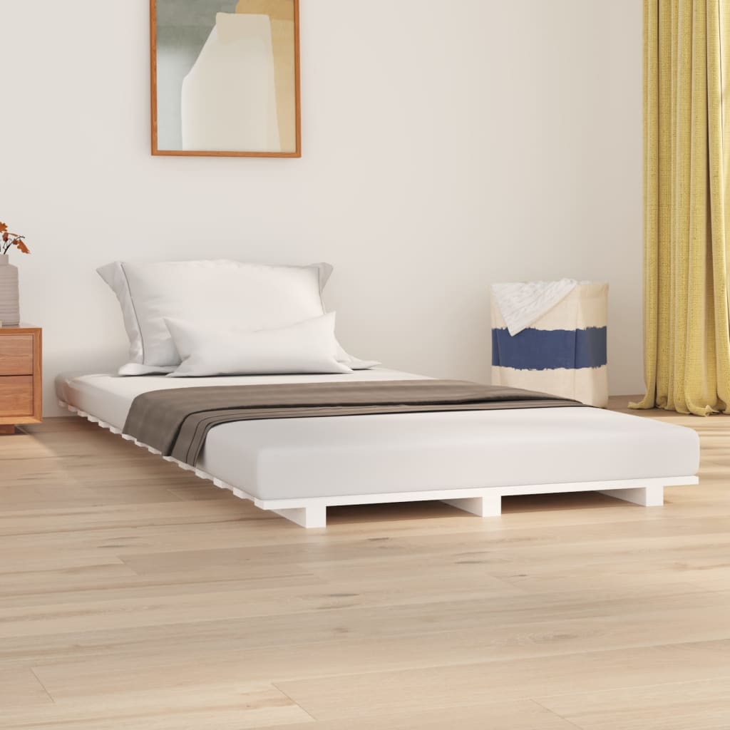 Bed Frame White 90x200 cm Solid Wood Pine - Casper Homes