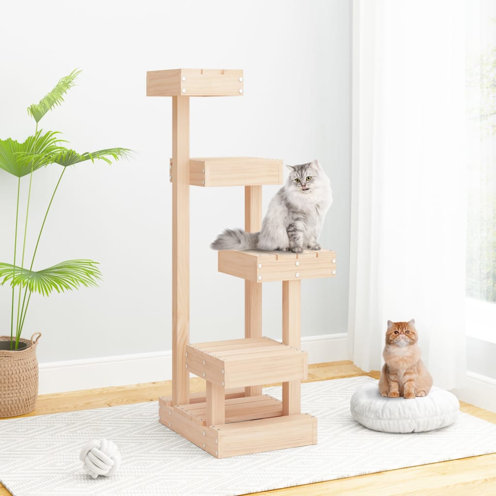 Cat Tree 45.5x49x103 cm Solid Wood Pine - The Home Maker