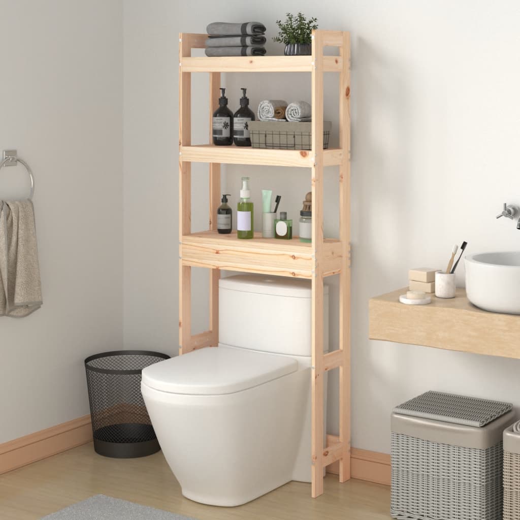 Toilet Rack 63x26x171 cm Solid Wood Pine - R and M Furniture