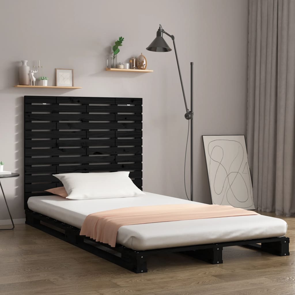 Wall Headboard Black 106x3x91.5cm Solid Wood Pine - Style and Chic