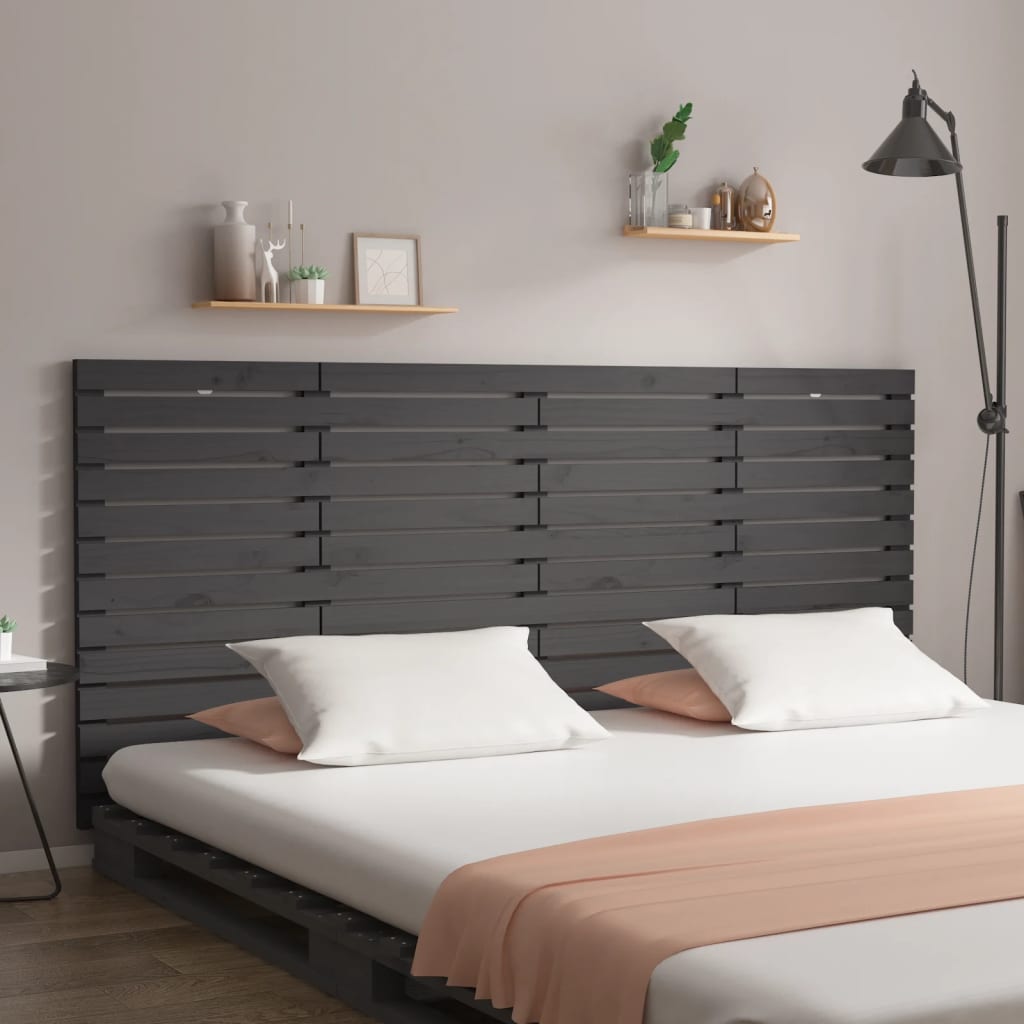 Wall Headboard Grey 166x3x91.5cm Solid Wood Pine - R and M Furniture