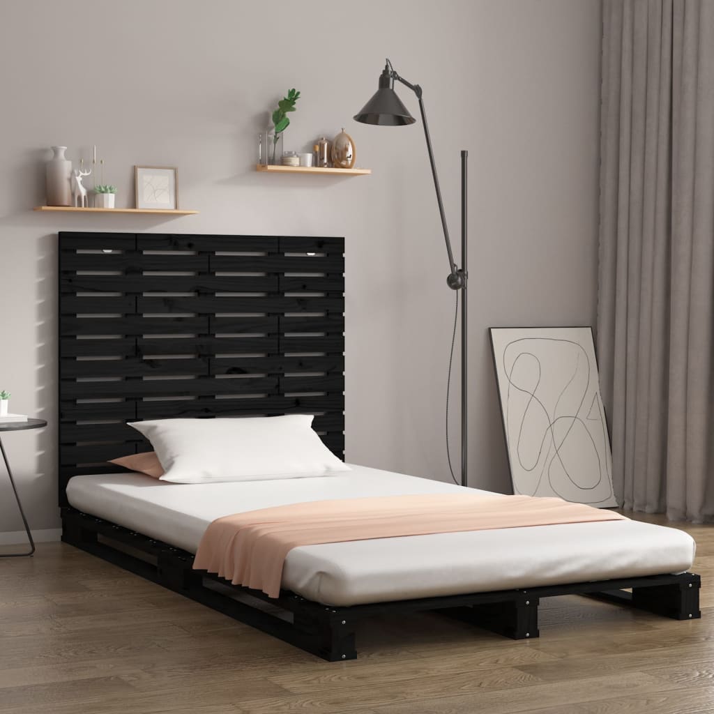 Wall Headboard Black 141x3x91.5cm Solid Wood Pine - Tyrell & Tyrell