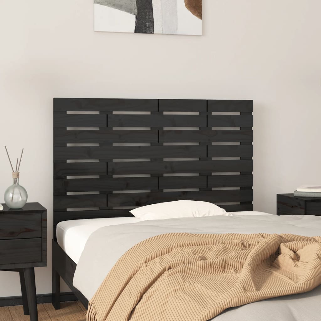 Wall Headboard Black 106x3x63cm Solid Wood Pine - Casper Homes