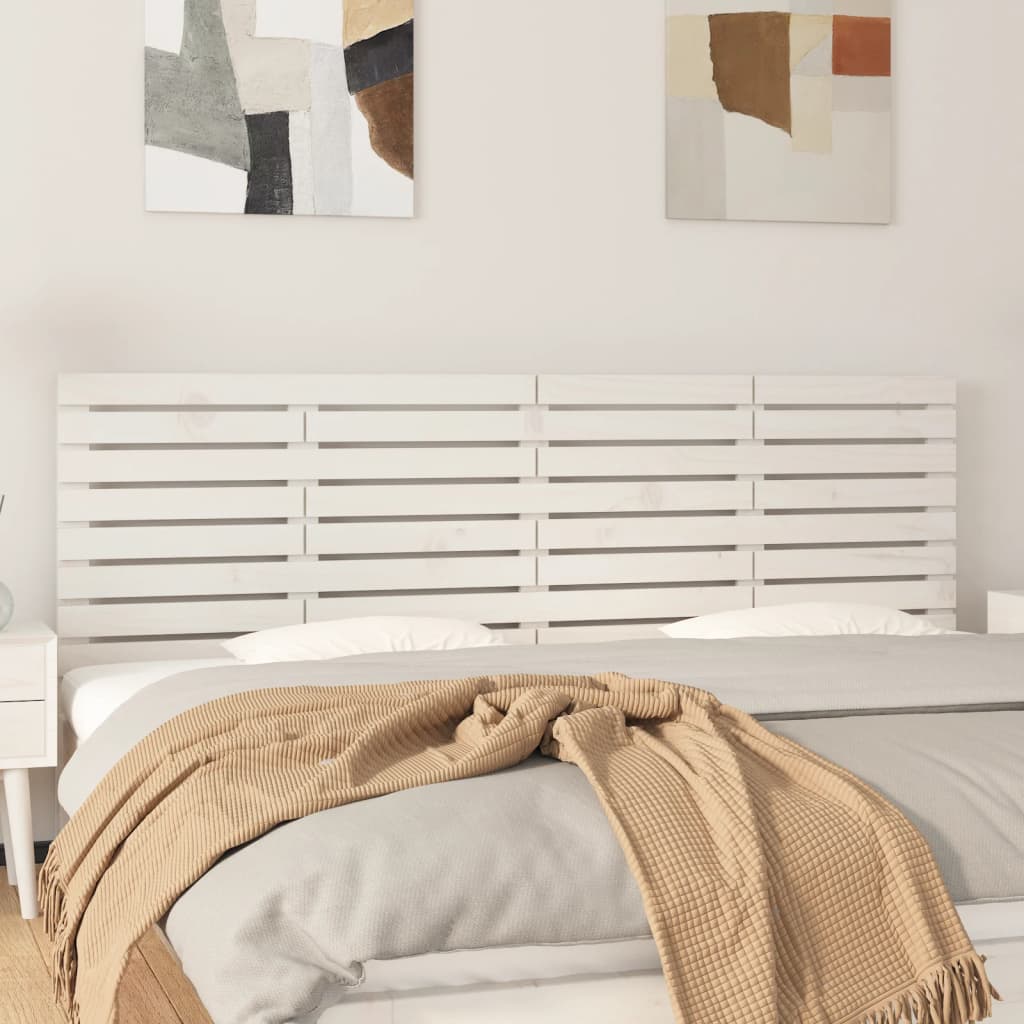 Wall Headboard White 206x3x63cm Solid Wood Pine - Tyrell & Tyrell
