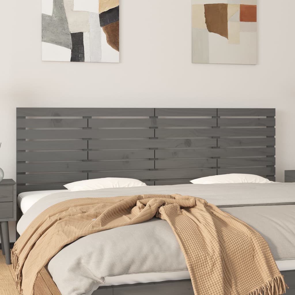 Wall Headboard Grey 206x3x63cm Solid Wood Pine - Sid & Sam