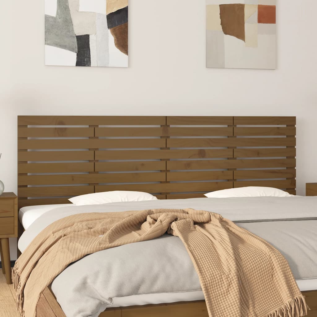 Wall Headboard Honey Brown 206x3x63cm Solid Wood Pine - R and M Furniture