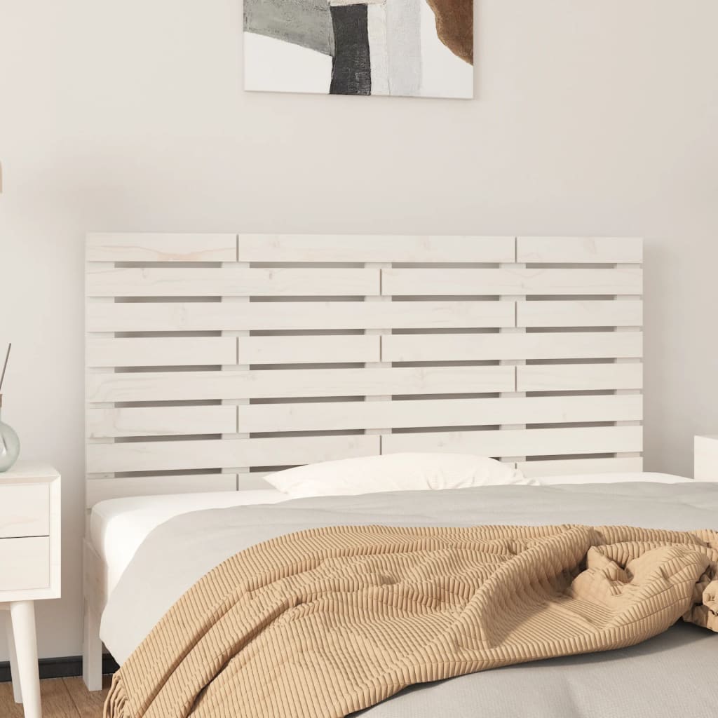 Wall Headboard White 156x3x63cm Solid Wood Pine - Sid & Sam