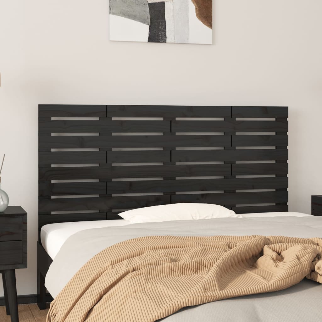 Wall Headboard Black 156x3x63cm Solid Wood Pine - R and M Furniture
