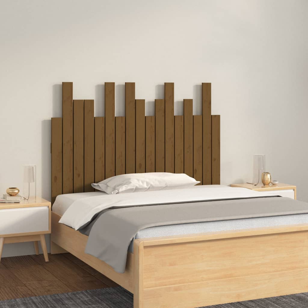 Wall Headboard Honey Brown 108x3x80cm Solid Wood Pine - Casper Homes