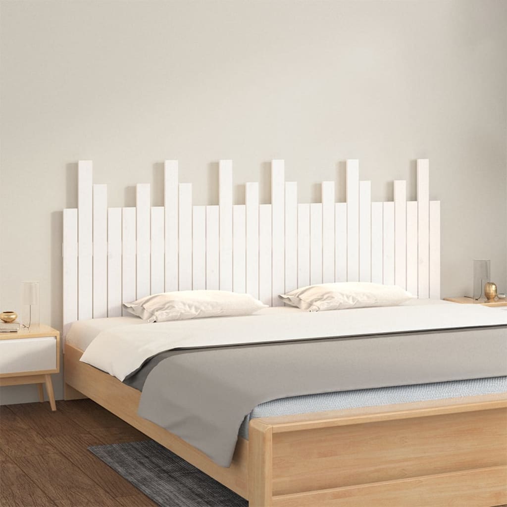 Wall Headboard White 185x3x80cm Solid Wood Pine - Tyrell & Tyrell