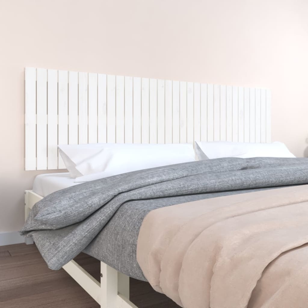 Wall Headboard White 204x3x60cm Solid Wood Pine - Unbeatable Bargains