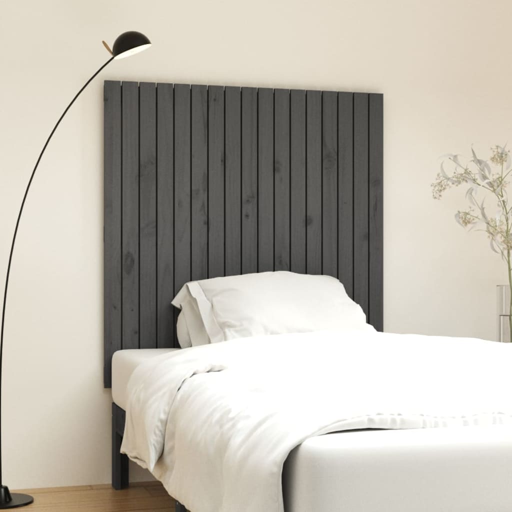 Wall Headboard Grey 108x3x110cm Solid Wood Pine - Unbeatable Bargains