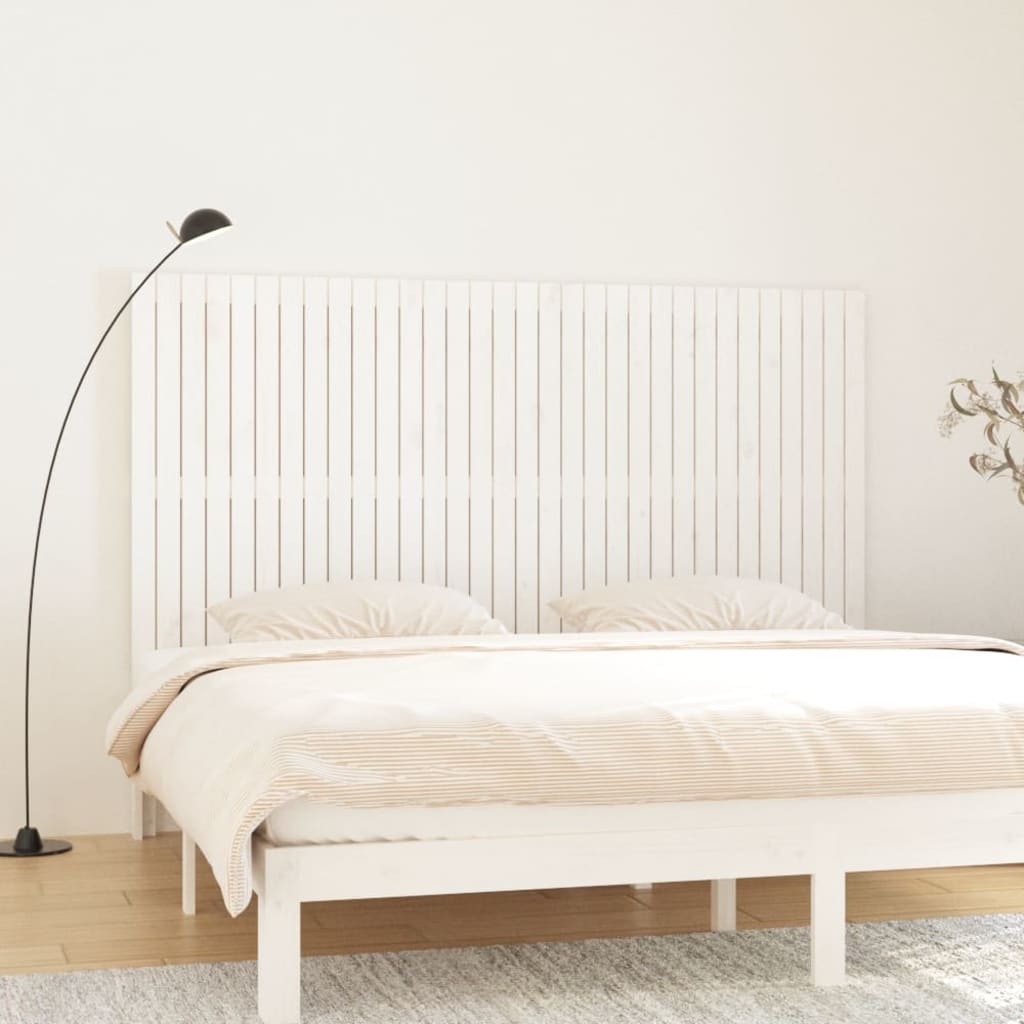 Wall Headboard White 204x3x110cm Solid Wood Pine - R and M Furniture