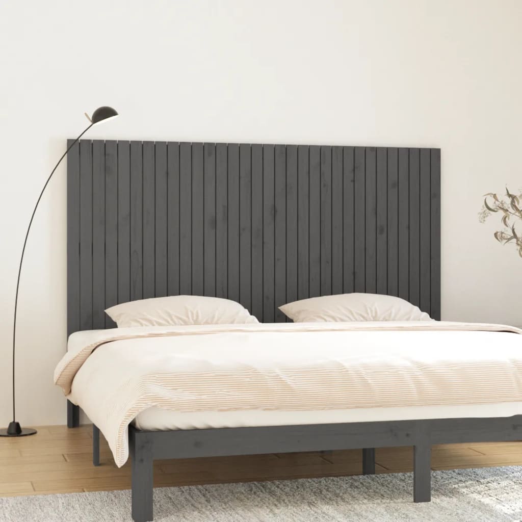 Wall Headboard Grey 204x3x110cm Solid Wood Pine - The Home Maker