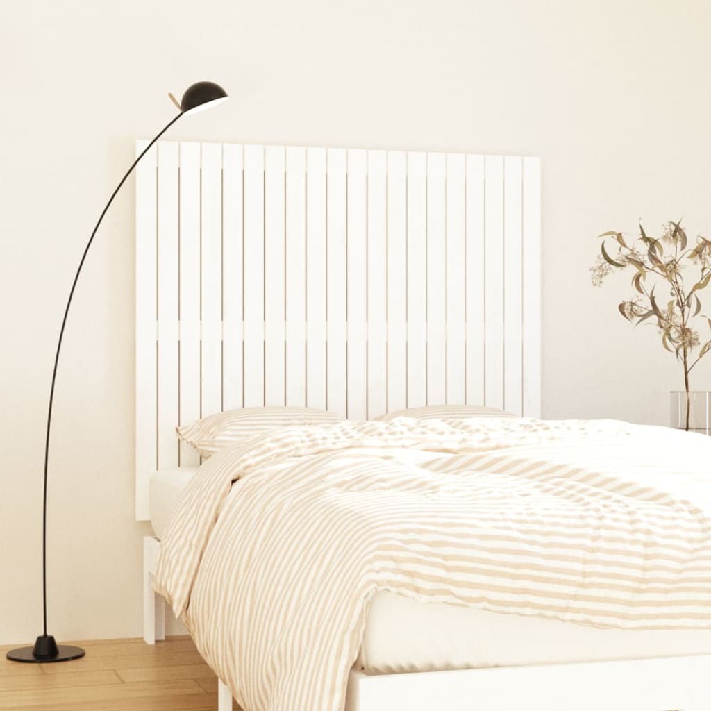 Wall Headboard White 127.5x3x110cm Solid Wood Pine - Tyrell & Tyrell