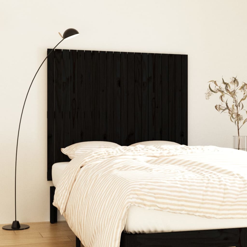 Wall Headboard Black 127.5x3x110cm Solid Wood Pine - Casper Homes