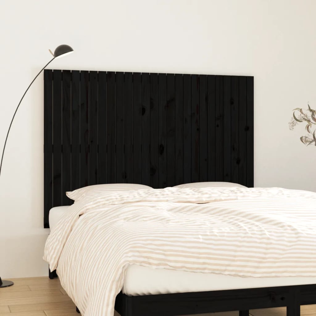 Wall Headboard Black 159.5x3x110cm Solid Wood Pine - Unbeatable Bargains