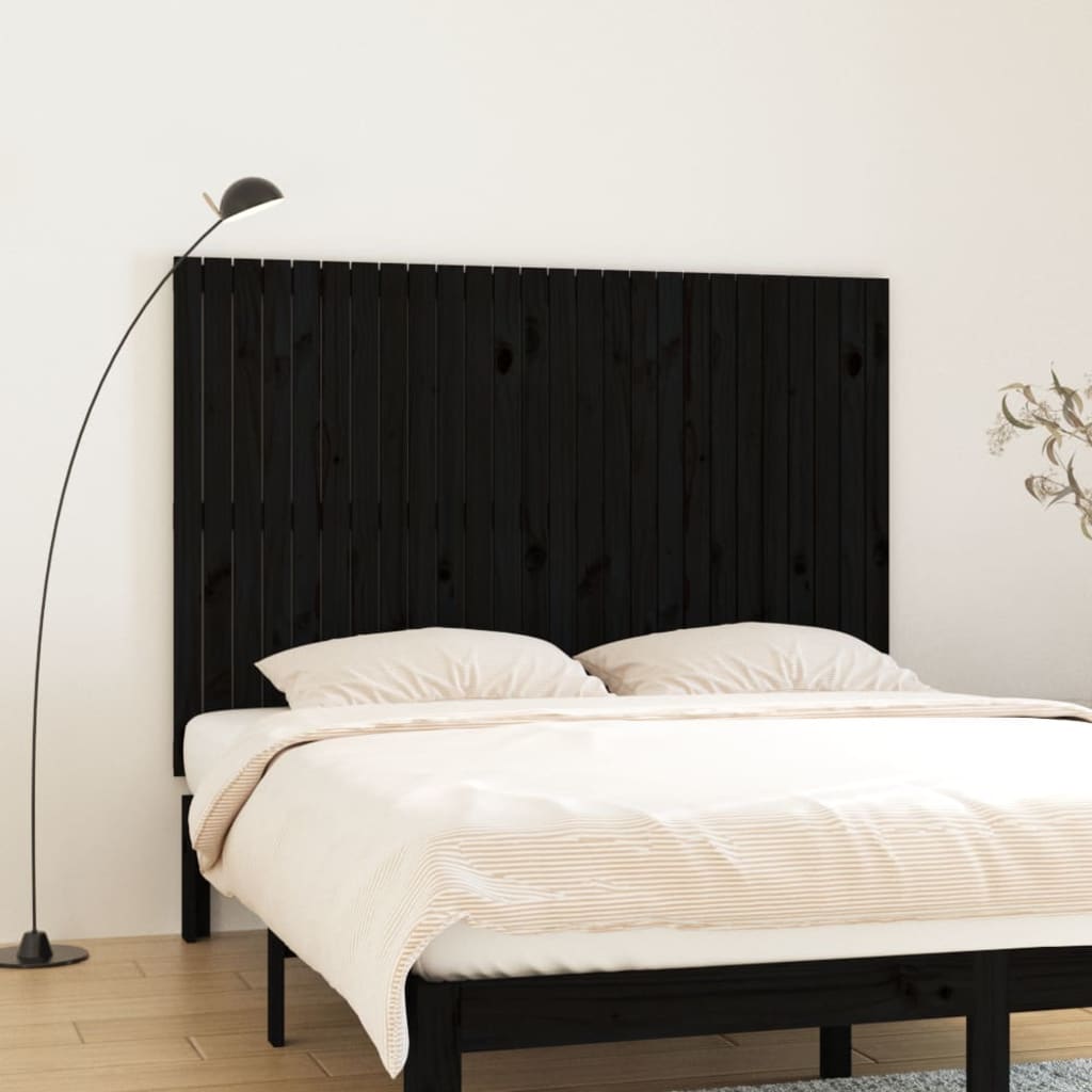 Wall Headboard Black 166x3x110cm Solid Wood Pine - R and M Furniture