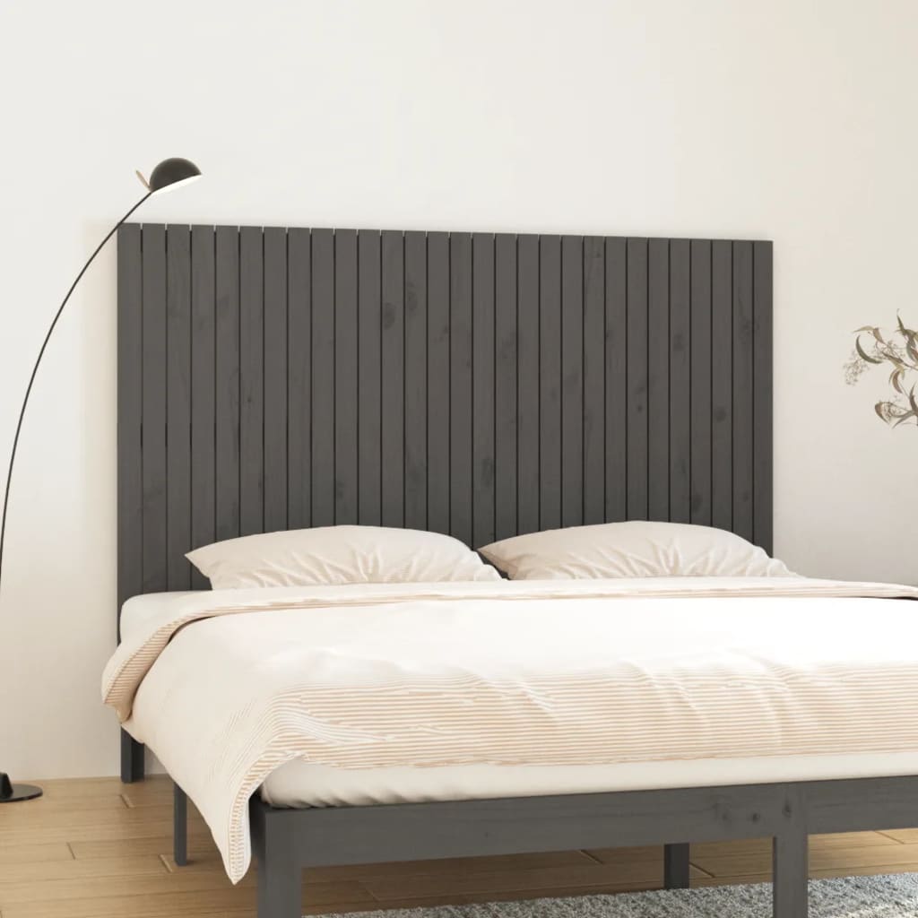 Wall Headboard Grey 185x3x110cm Solid Wood Pine - Merkel Designers