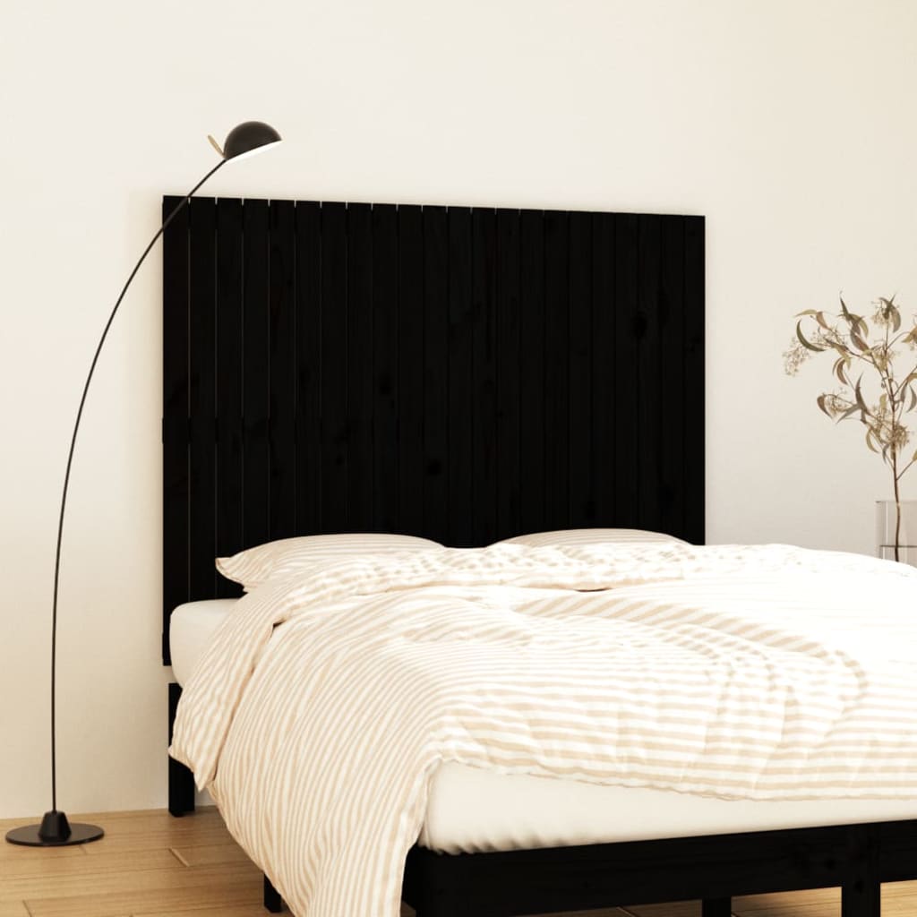 Wall Headboard Black 140x3x110cm Solid Wood Pine - Tyrell & Tyrell
