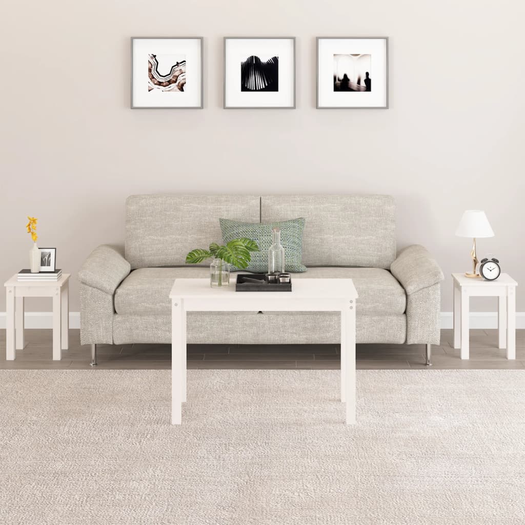 Nesting Tables 3 pcs White Solid Wood Pine - Tyrell & Tyrell