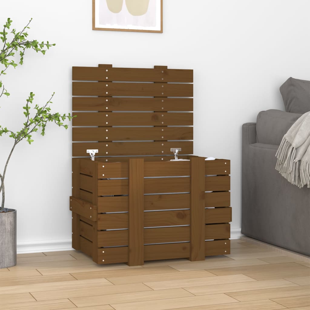 Storage Box Honey Brown 58x40.5x42 cm Solid Wood Pine - Sid & Sam