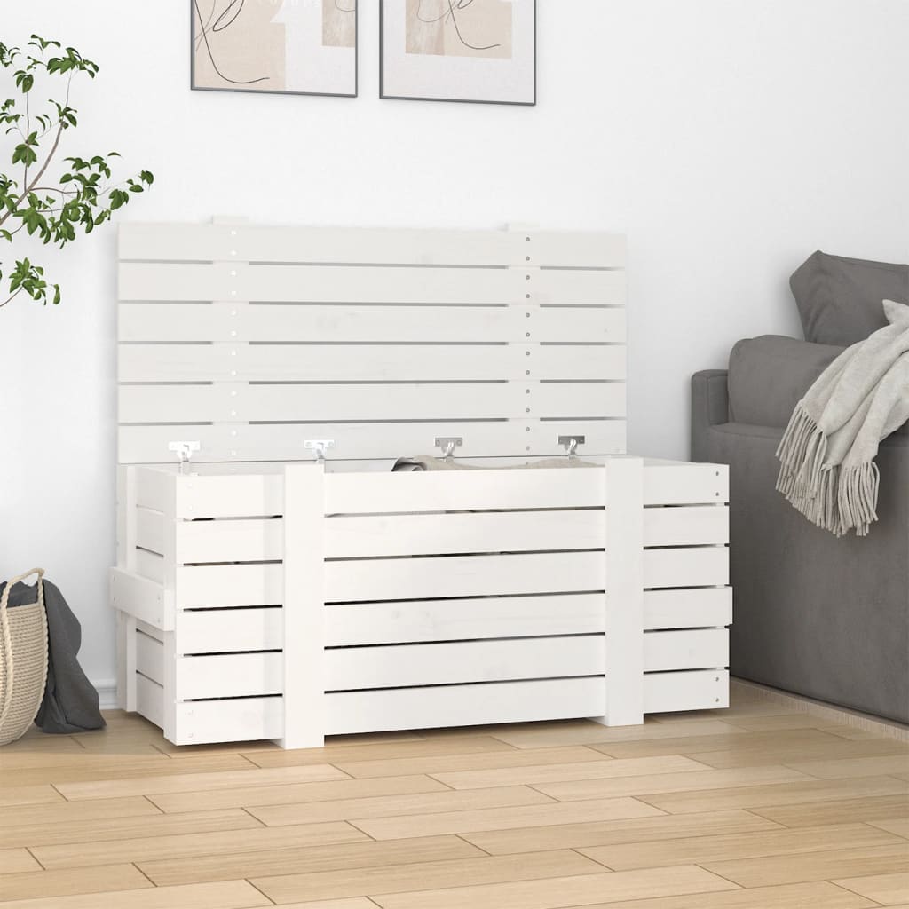 Storage Box White 91x40.5x42 cm Solid Wood Pine - Unbeatable Bargains