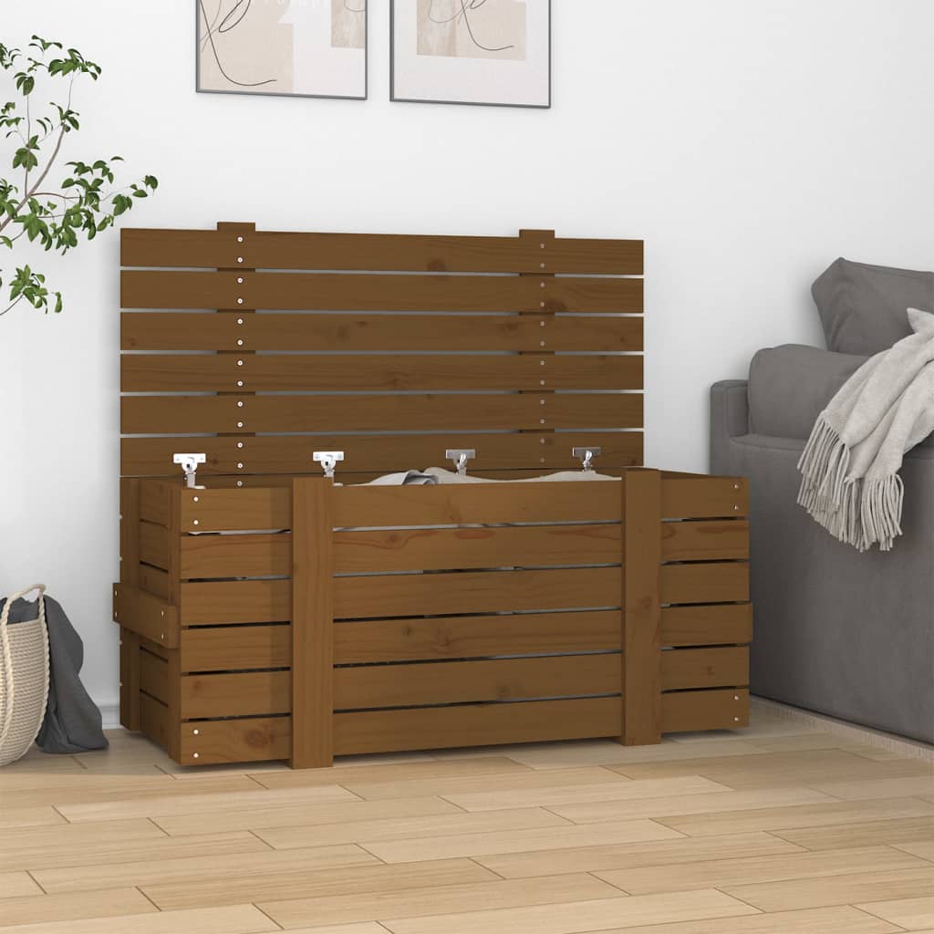 Storage Box Honey Brown 91x40.5x42 cm Solid Wood Pine - Sid & Sam