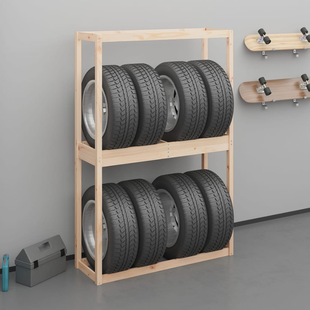 Tire Rack 120x40x180 cm Solid Wood Pine - Sid & Sam
