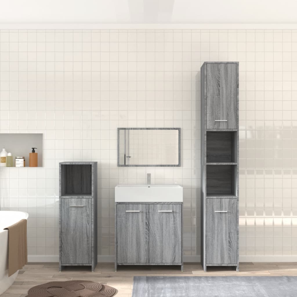 4 Pcs Bathroom Furniture Set Grey Sonoma Engineered Wood - Style and Chic