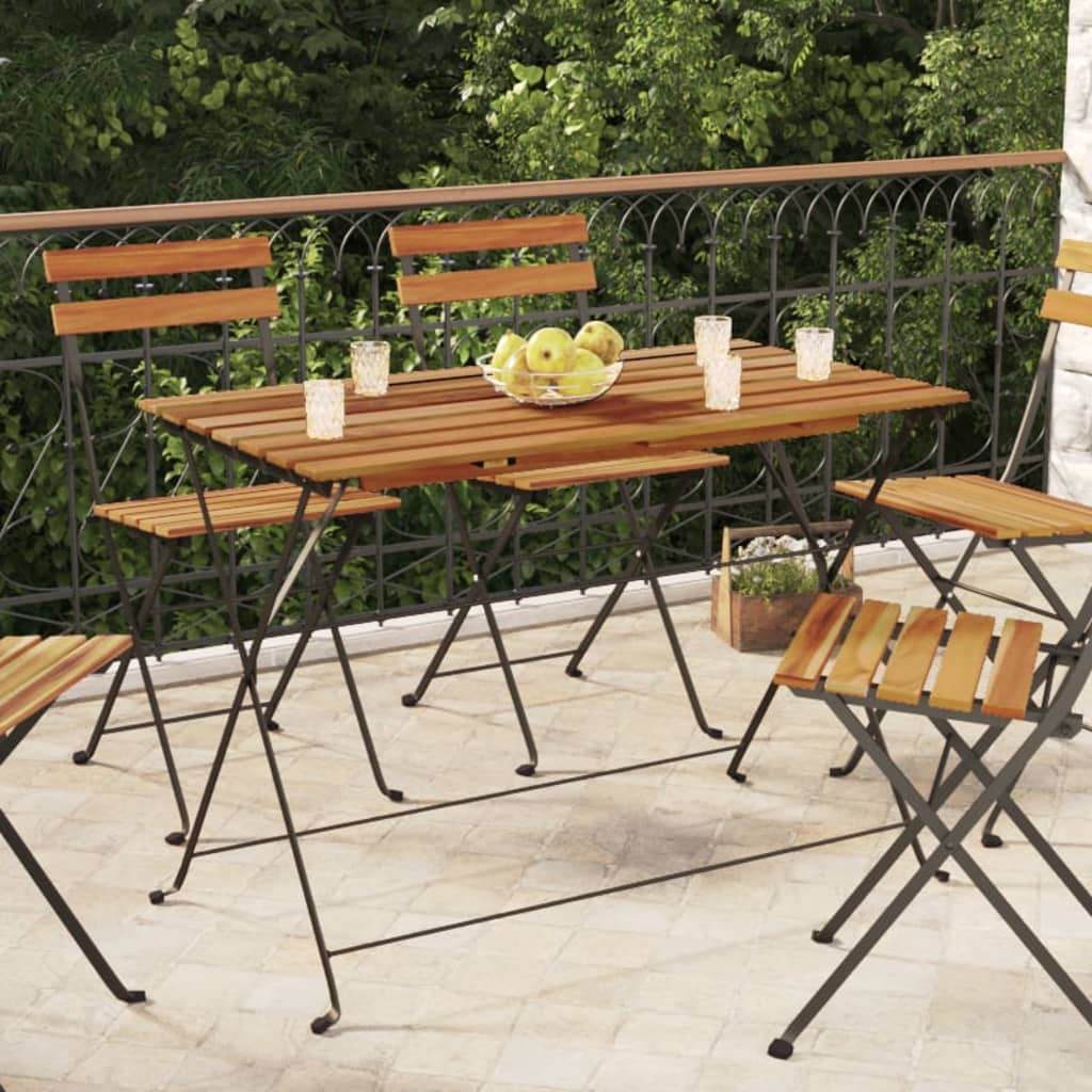Folding Bistro Table 100x54x71 cm Solid Wood Acacia and Steel - Brittle & Co