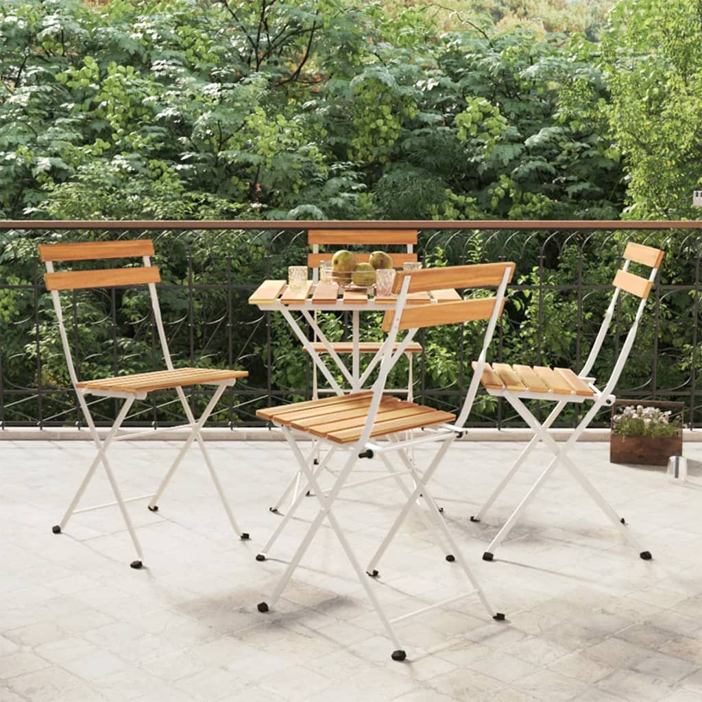 Folding Bistro Chairs 4 pcs Solid Wood Acacia and Steel - R and M Furniture