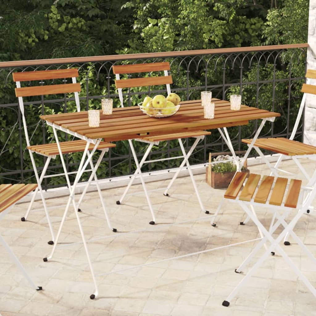 Folding Bistro Table 100x54x71 cm Solid Wood Acacia and Steel - Style and Chic