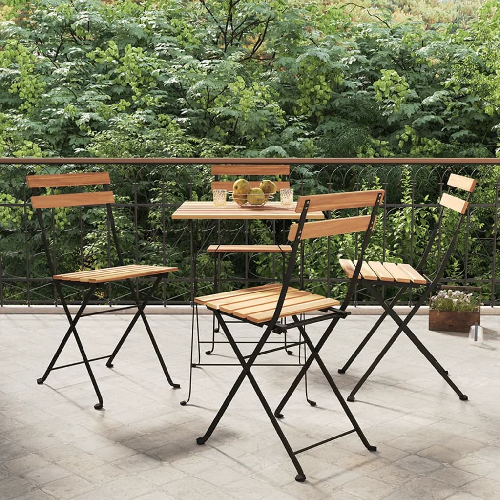 Folding Bistro Chairs 4 pcs Solid Wood Teak and Steel - Millennium Furniture